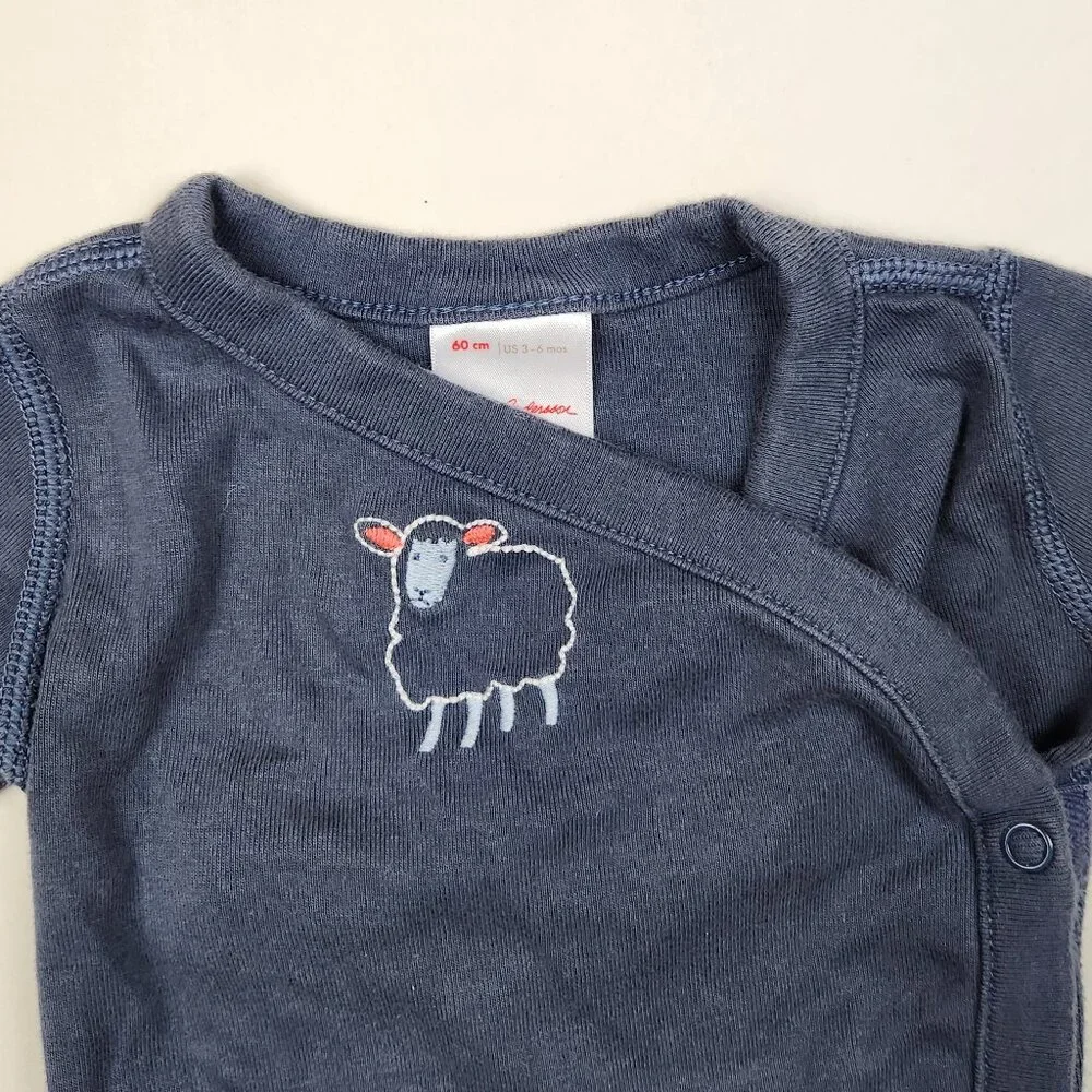 Hanna Andersson Baby Soft Snap Short Sleeve Bodysuit Sheep Navy Blue 3-6m